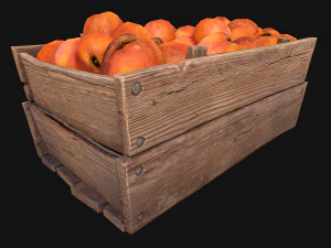 Peaches Crate Stand Box Farm Village Food 3D Model