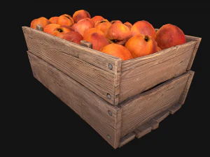 Peaches Crate Stand Box Farm Village Food 3D Model