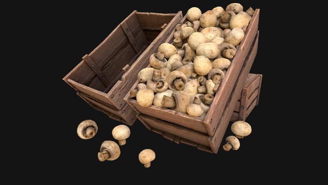 Mushrooms Crate Stand Box 3D 模型 .c4d .max .obj .3ds .fbx .stl .blend 