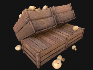 Mushrooms Crate Stand Box 3D 模型