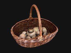 Basket with Mushrooms 3D Model