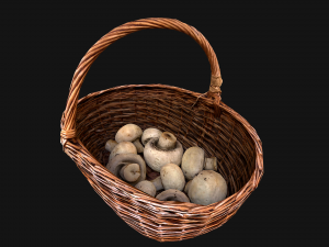 Basket with Mushrooms 3D Model