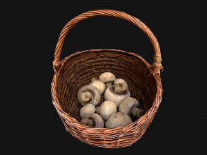 Basket with Mushrooms 3D Model