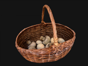 Basket with Mushrooms 3D Model