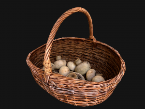 Basket with Mushrooms 3D Model