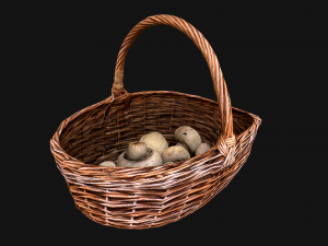 Basket with Mushrooms 3D Model