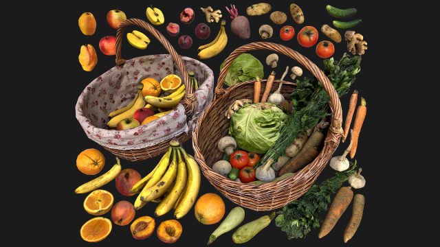 Fruits and Vegetables Collection 3D Model .c4d .max .obj .3ds .fbx .stl .blend 