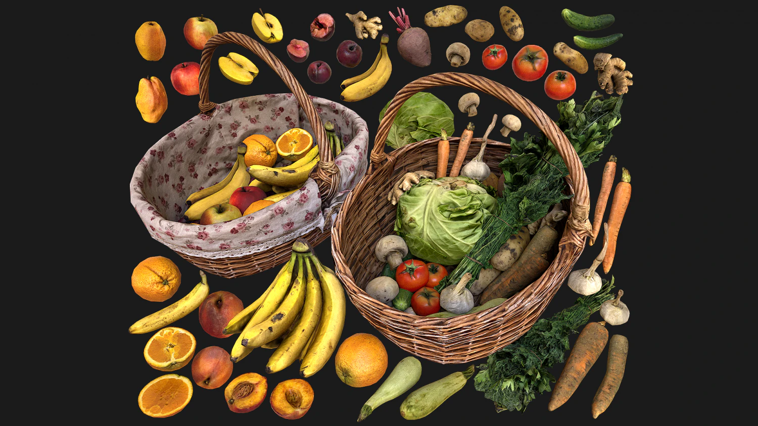 Fruits and Vegetables Collection 3D Model .c4d .max .obj .3ds .fbx .stl .blend