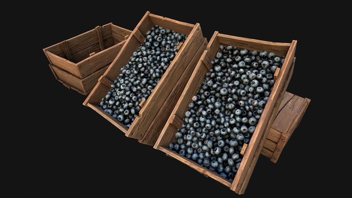 Blueberry Crate Box 3D Model .c4d .max .obj .3ds .fbx .stl .blend