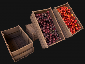 Cherries Crate Box 3D Модель