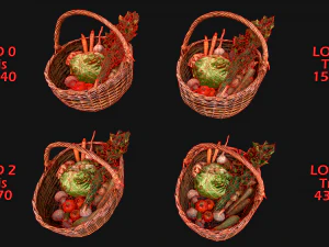 Set of Boxes of Vegetables Crate 3D Model