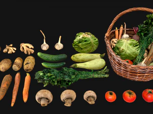 Set of Boxes of Vegetables Crate 3D Model