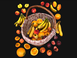 Set of Boxes of Fruits Crate Medieval 3D Model