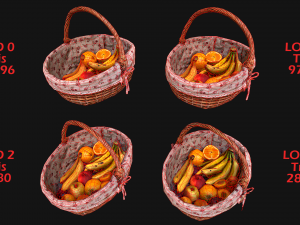 Set of Boxes of Fruits Crate Medieval 3D Model