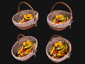Set of Boxes of Fruits Crate Medieval 3D Model