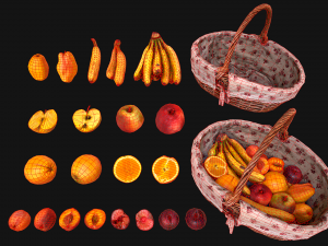 Set of Boxes of Fruits Crate Medieval 3D Model