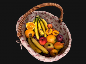 Set of Boxes of Fruits Crate Medieval 3D Model