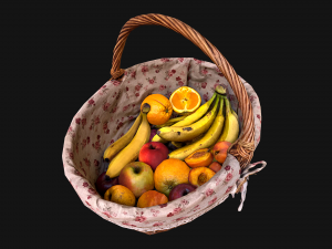 Set of Boxes of Fruits Crate Medieval 3D Model