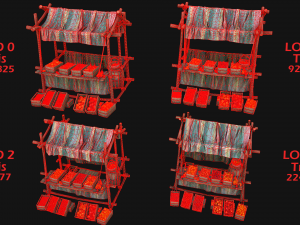 Medieval Market Fruit Stalls Tent Pack 3D Model
