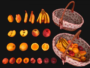 Medieval Market Fruit Stalls Tent Pack Bazaar Food Stand 3D Model