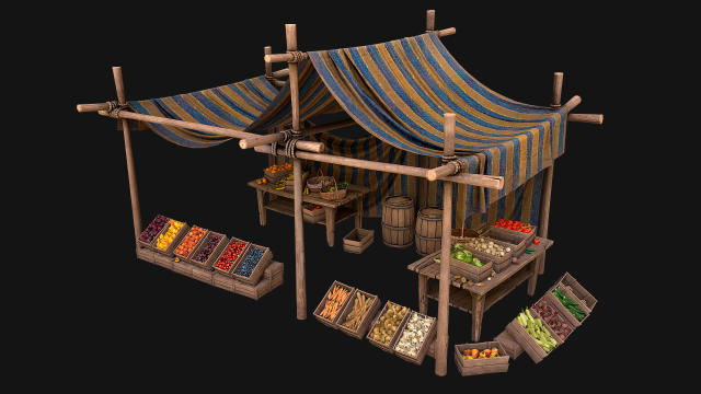 Medieval Market Fruit and Vegetable Stalls Modelo 3D .c4d .max .obj .3ds .fbx .stl .blend 