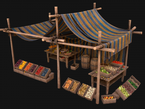 Medieval Market Fruit and Vegetable Stalls 3D मॉडल