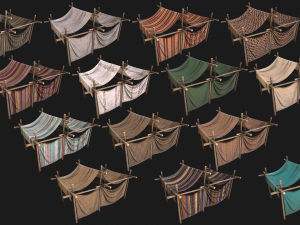 Medieval Market Fruit and Vegetable Stalls Modelo 3D