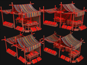 Medieval Market Fruit and Vegetable Stalls Modelo 3D