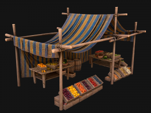 Medieval Market Fruit and Vegetable Stalls Modelo 3D