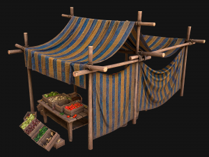 Medieval Market Fruit and Vegetable Stalls Modelo 3D
