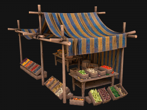 Medieval Market Fruit and Vegetable Stalls Modelo 3D