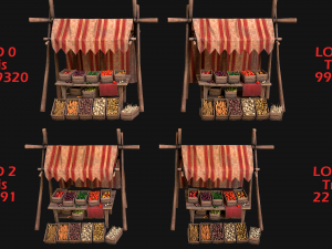 Medieval Market Stalls Tent Pack Fruit and Vegetable 3D Модель