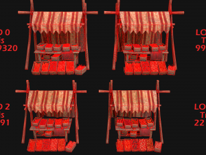 Medieval Market Stalls Tent Pack Fruit and Vegetable 3D Модель