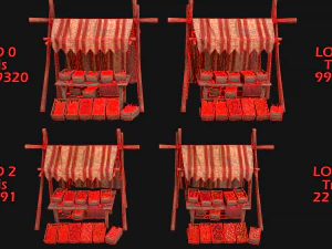 Medieval Market Stalls Tent Pack Fruit and Vegetable 3D Model