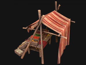 Medieval Market Stalls Tent Pack Fruit and Vegetable 3D Model