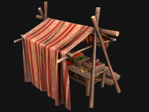 Medieval Market Stalls Tent Pack Fruit and Vegetable 3D Модель