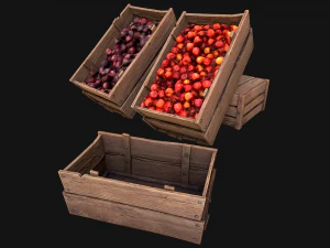 Medieval Market Stalls Cylindrical Tent Fruits Vegetables 3D Model