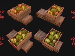 Medieval Market Stalls Cylindrical Tent Fruits Vegetables 3D Model