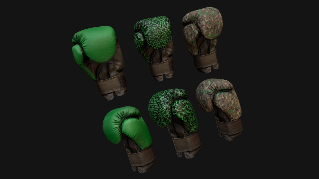 Boxing Gloves Green Military 3D Model .c4d .max .obj .3ds .fbx .stl .blend 