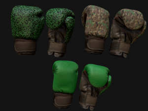 Boxing Gloves Green Military 3D Model