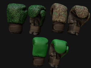 Boxing Gloves Green Military 3D Model