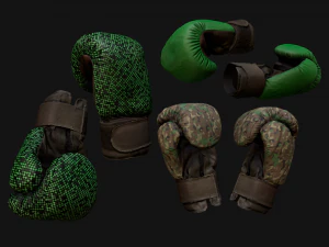 Boxing Gloves Green Military 3D Model