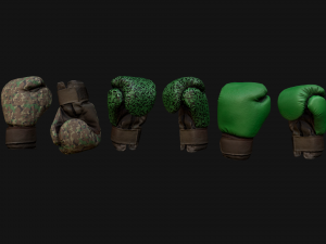 Boxing Gloves Green Military 3D Model