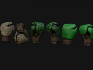 Boxing Gloves Green Military 3D Model