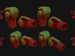 Boxing Gloves Green Military 3D Model