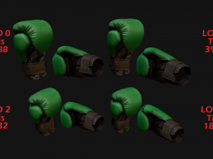 Boxing Gloves Green Military 3D Model