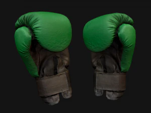 Boxing Gloves Green Military 3D Model
