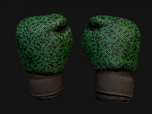Boxing Gloves Green Military 3D Model