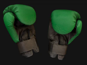 Boxing Gloves Green Military 3D Model