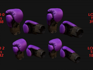 Boxing Gloves Purple Star 3D Модель